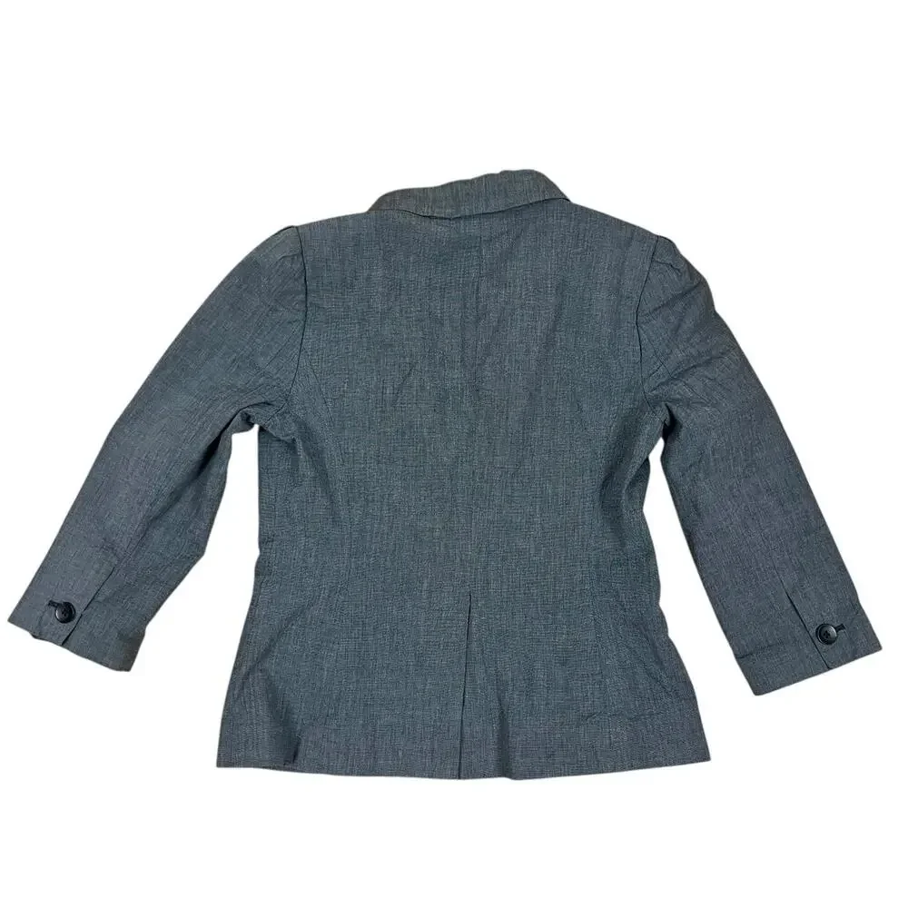 Banana Republic Puff Sleeve Blazer Sz XS-S Tag 8 Blue Gray Editorial Officecore